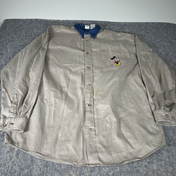 Disney Other - Vintage Y2K Embroidered Mickey Mouse Long Sleeve Button Up Shirt Size Men’s‎ XLT